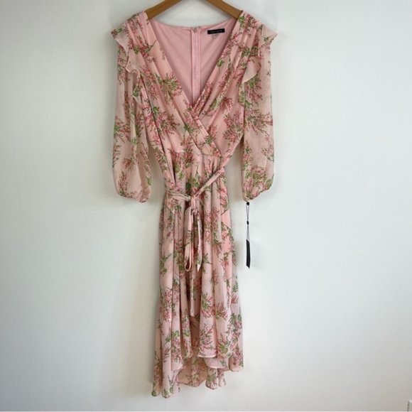Tommy Hilfiger Chapan Bouquet Chiffon Midi Dress Size 12 NWT Pink Floral - Picture 3 of 16
